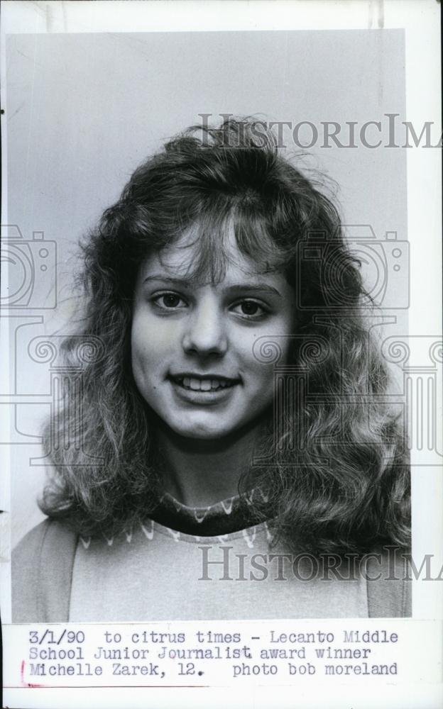 1990 Press Photo Lecanto Middle School Junior Journalist winner Michelle Zarek - Historic Images