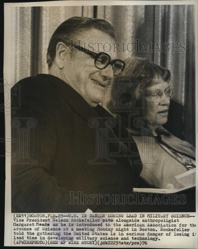 1976 Press Photo Vice President Nelson Rockerfeller &amp; Margaret Mead, a - Historic Images