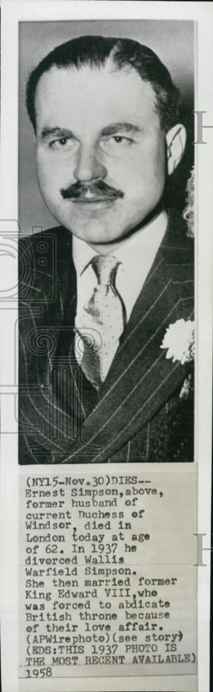 1937 Press Photo Ernest Simpson, former husband of Duchess of Windsor - Historic Images