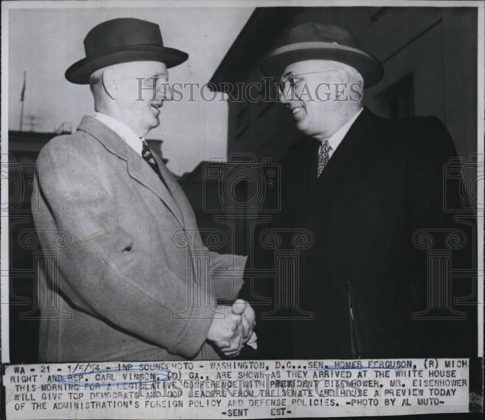 1954 Press Photo US SenHomer Ferguson and Rep Carl Vinson of Georgia - Historic Images