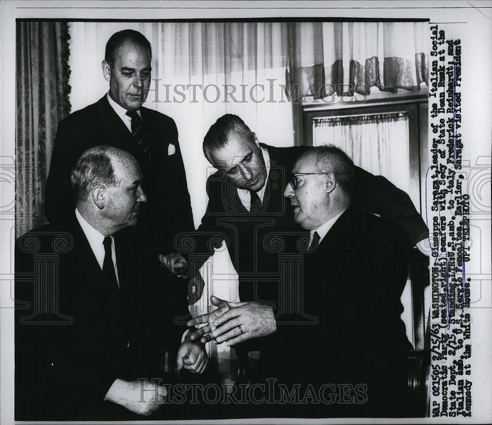 1963 Press Photo Sec of State Dean Rusk &amp; Italian Pres Giuseppe Saragat - Historic Images