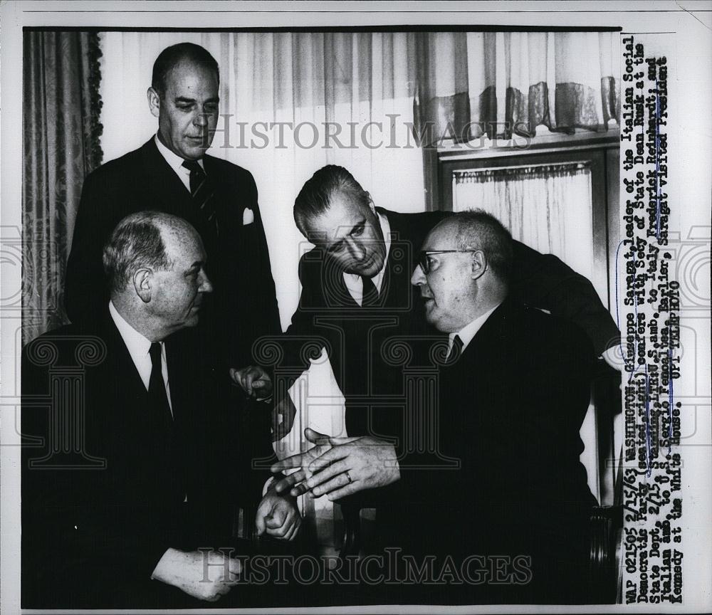 1963 Press Photo Sec of State Dean Rusk & Italian Pres Giuseppe Saragat - Historic Images