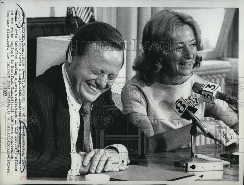 1973 Press Photo Lt Governor HA &quot;Red&quot; Boucher Alaska &amp; Gloria Schaffer - Historic Images