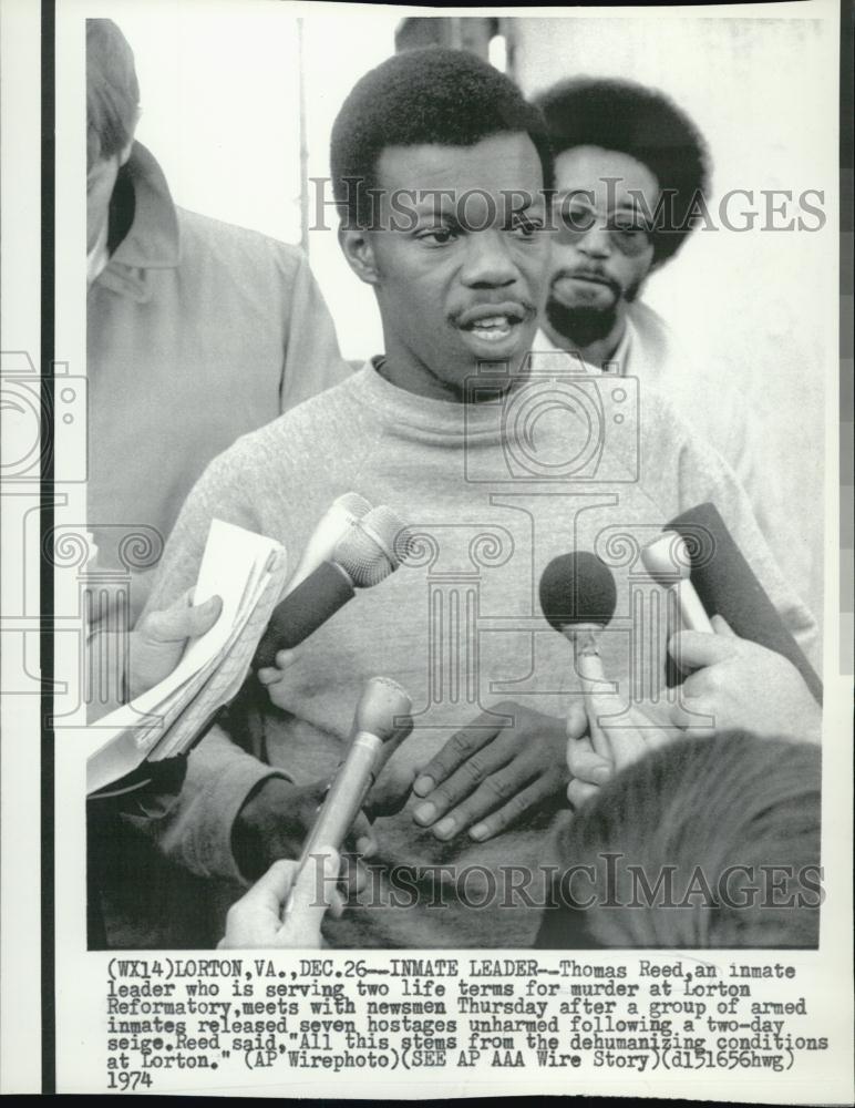 1974 Press Photo Thomas Reed, inmate at Lorton Reformatory for murder - Historic Images