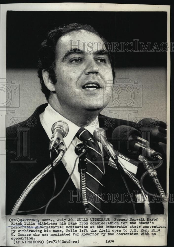 1974 Press Photo Frank Zullo Withdraws From Gubernatorial Campaign - RSL40747 - Historic Images