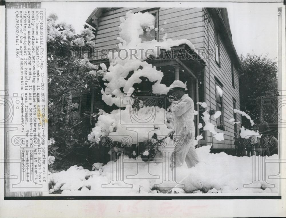 1966 Press Photo Firefighters demonstrate new foam techniques - RSL69511 - Historic Images