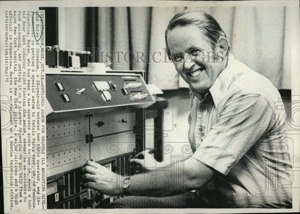 1972 Press Photo John Moran veteran ham radio operator - RSL40079 - Historic Images