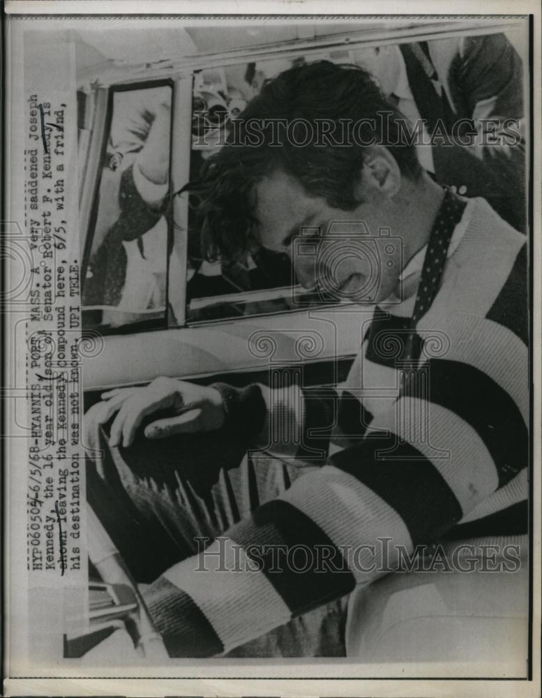 1968 Press Photo Joseph Kennedy Son of Senator Robert Kennedy Leaving Compound - Historic Images