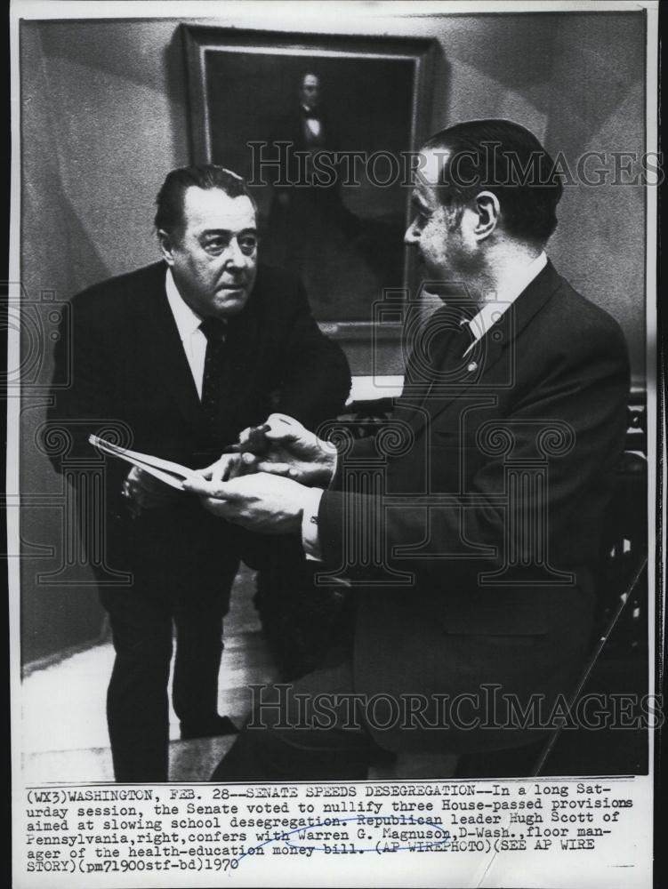 1970 Press Photo Senator Warren G Magnuson & Republican Leader Hugh Scott - Historic Images