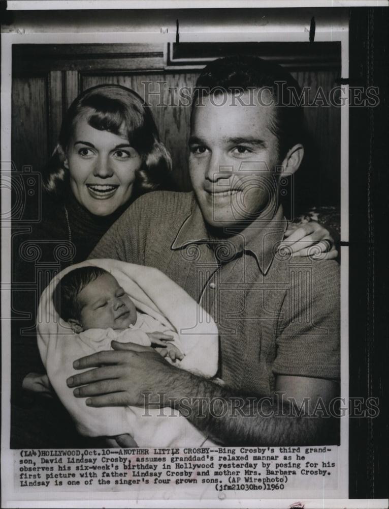 1960 Press Photo Singer David Lindsay Crosby with so and wife - RSL94783 - Historic Images