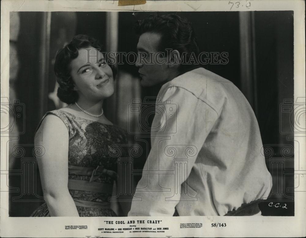 1958 Press Photo Actress Gigi Perreau, Scott Marlowe In The Cool And The Crazy - Historic Images