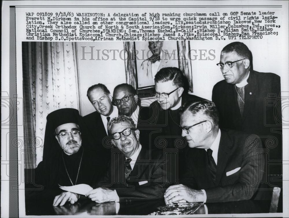 1963 Press Photo Gop Senate Leader Everett M Dirksen at office congressional - Historic Images