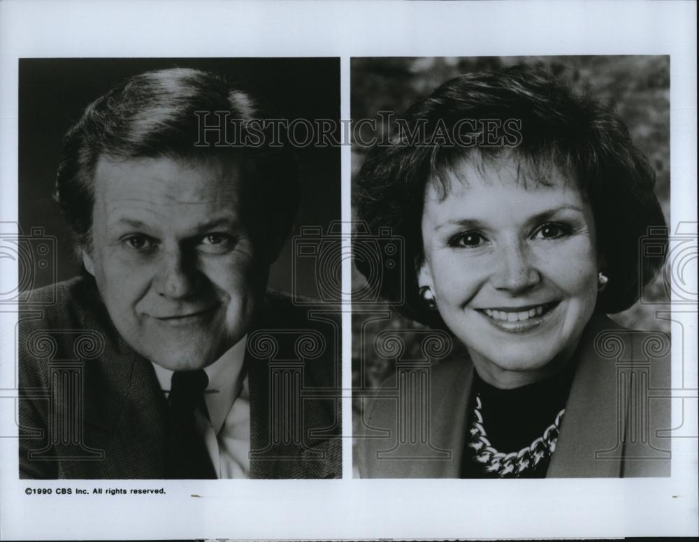 1990 Press Photo Ken Kercheval & Andrea Joyce in "CBS Cotton Bowl Parade" - Historic Images