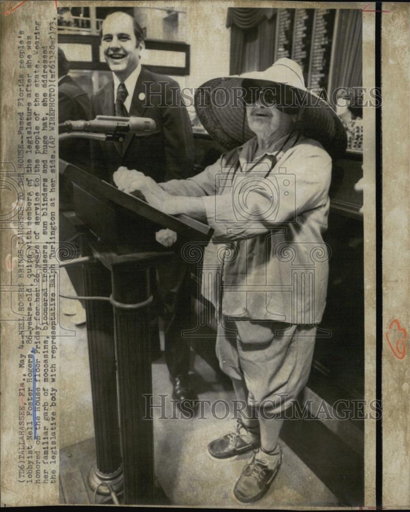 1973 Press Photo Florida People&#39;s Lobbyist Nell Foster Rogers At House Ceremony - Historic Images