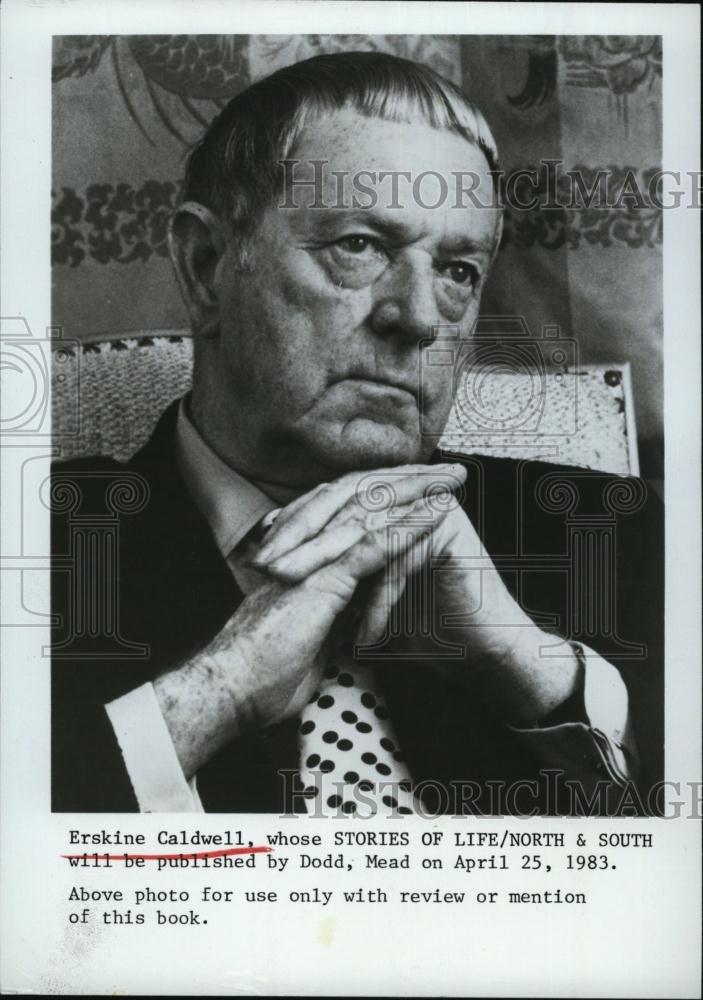 1983 Press Photo Erskine Caldwell, Author, Stories Of Life North And South - Historic Images