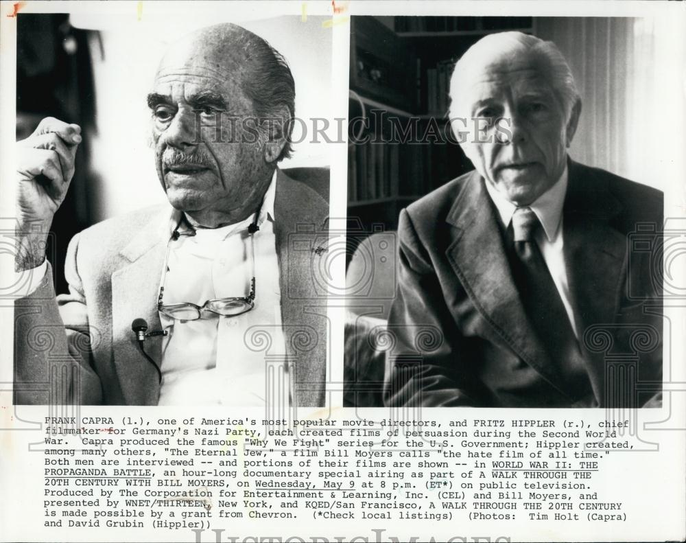 1996 Press Photo Fritz Hippler, Frank Capra, Film Director - RSL66183 - Historic Images