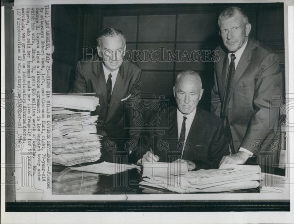 1964 Press Photo George H Capron &amp; attys Robert Neeb &amp; C;arence Hunt for divorce - Historic Images