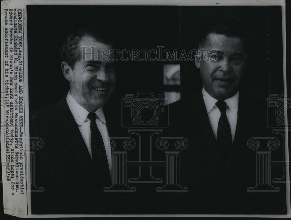 1968 Press Photo GOP presidential candidate Richard Nixon and Sen Edward Brooke - Historic Images