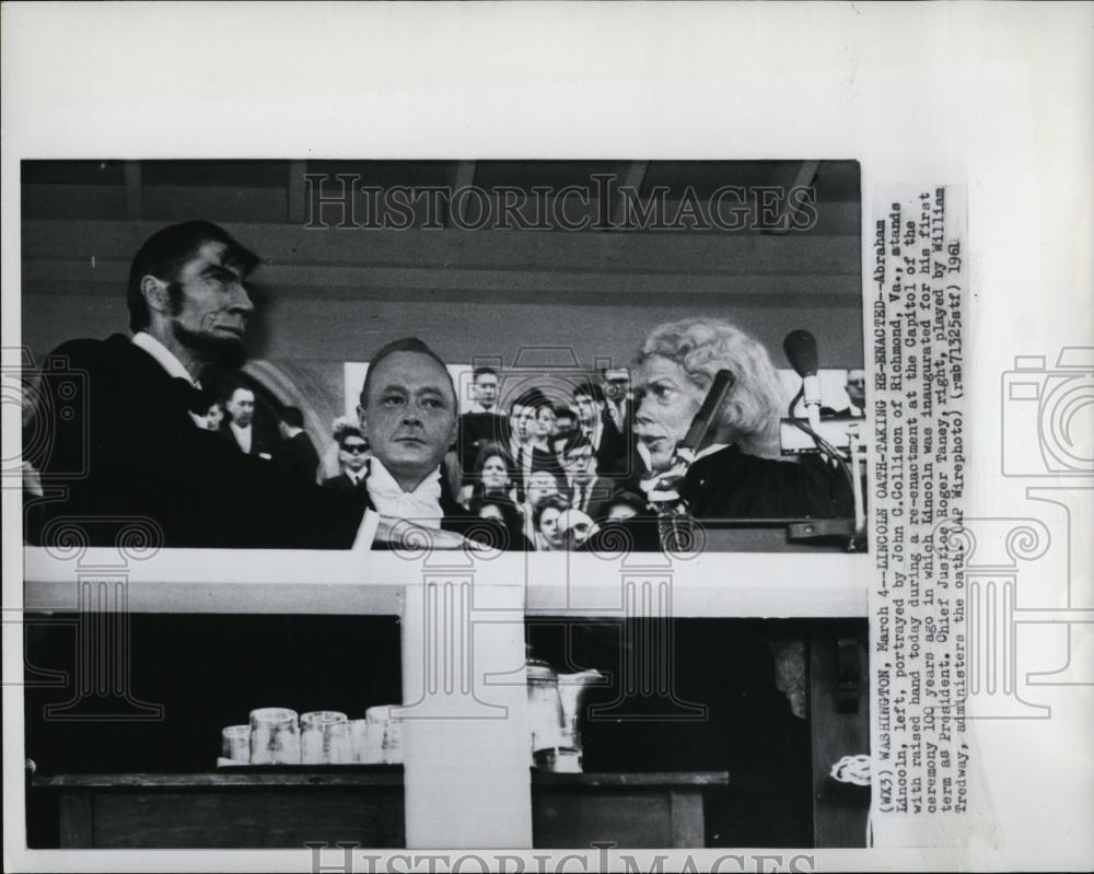 1961 Press Photo Re-enactment of Lincoln's inauguration 100 years after ceremony - Historic Images