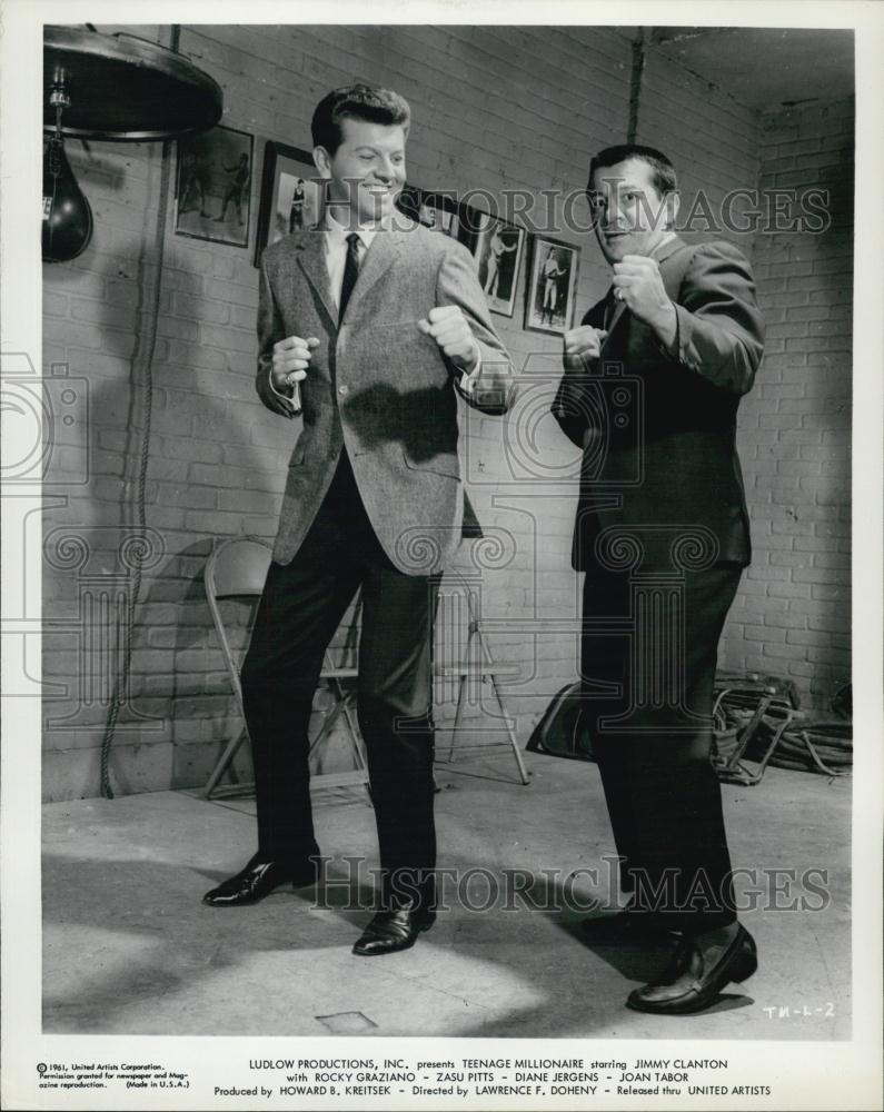 1961 Press Photo Rocky Graziano Zasu Oitts Jimmy Clanton - RSL01397 - Historic Images