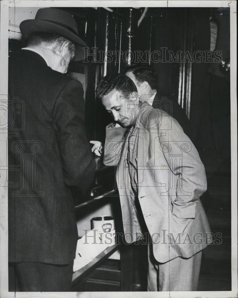 1957 Press Photo Fire Lt John M Burke held for murder of wife, Sgt J Lennon - Historic Images