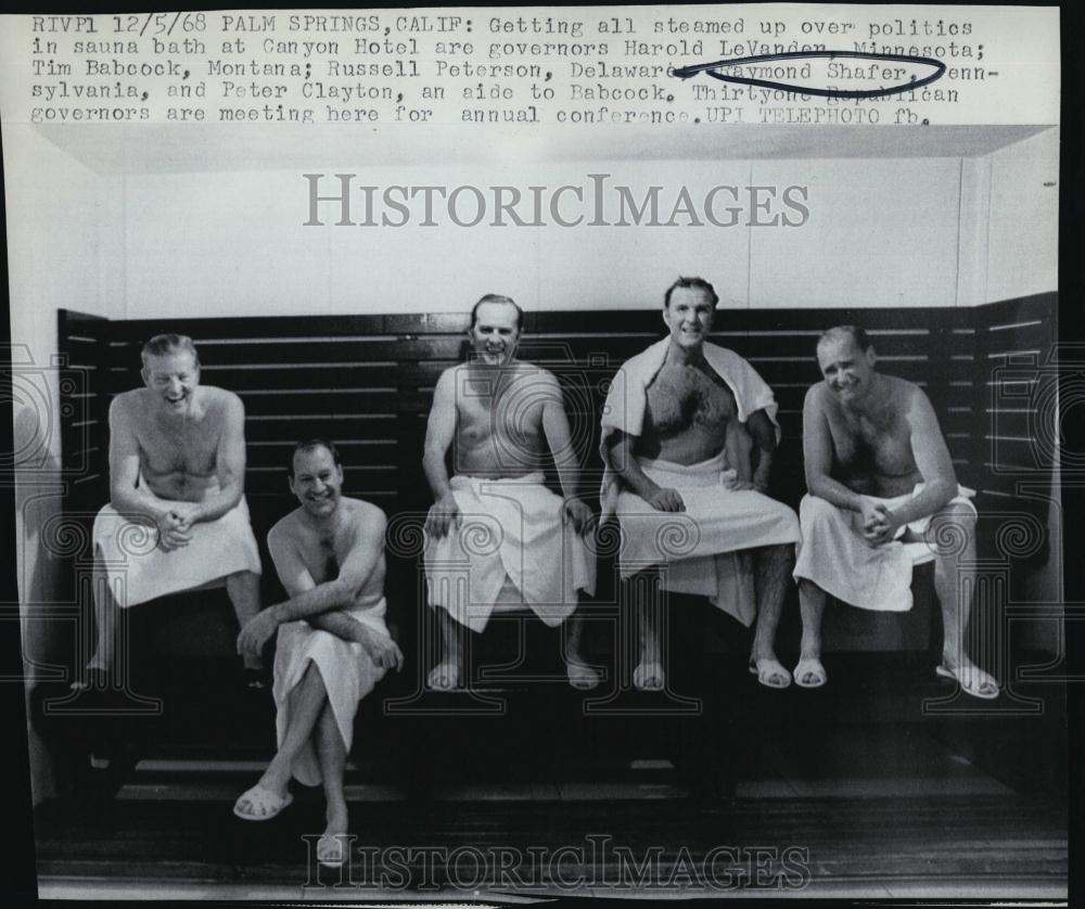 1968 Press Photo GovRaymond Shafer having sauna bath with other politician - Historic Images