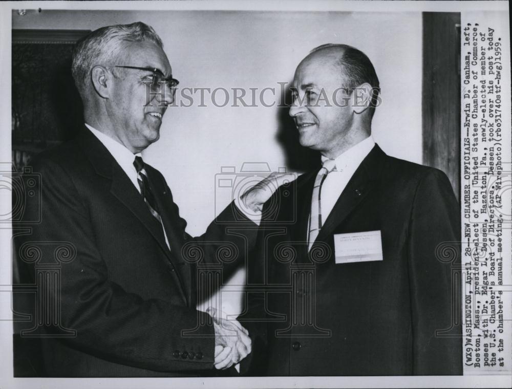 1959 Press Photo Erwin Canham &amp; Dr Edgar Dessen Chamber of Commerce - RSL88159 - Historic Images