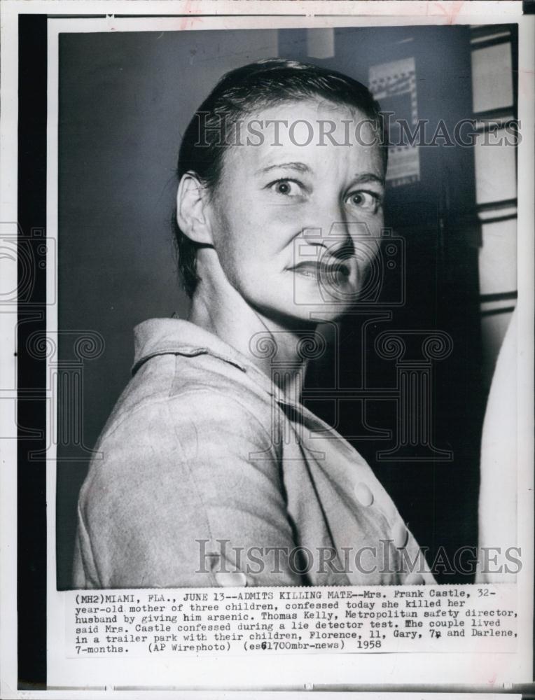 1958 Press Photo Mrs Frank Castle Mother of 3 Children Admitted Poisoning &amp; Kill - Historic Images