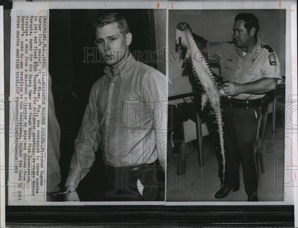 1969 Press Photo Fletcher E Barber, jailed for alligator poaching - RSL96129 - Historic Images