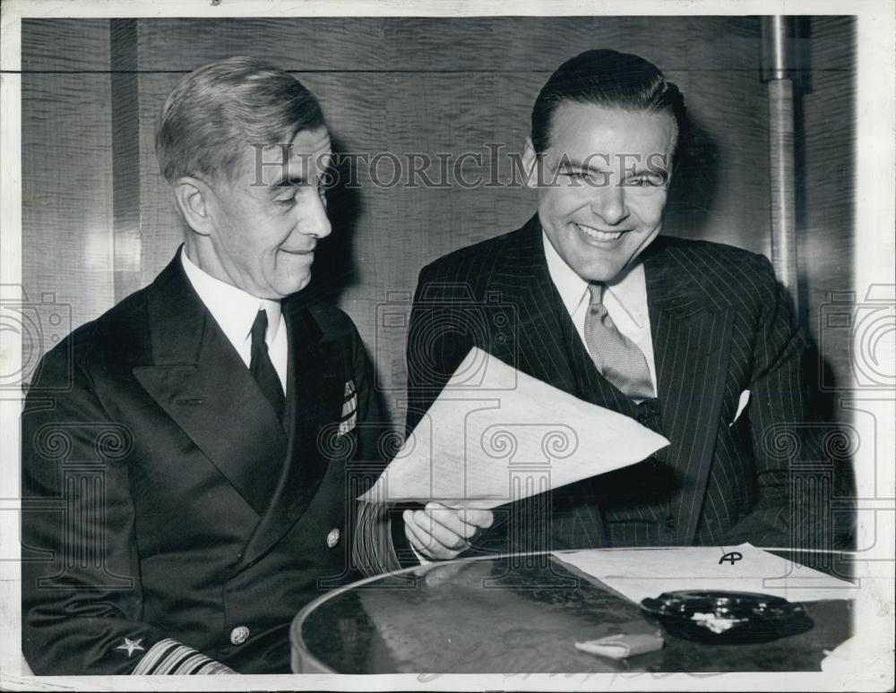 1943 Press Photo Rear Adm Thomas C Hart and Sen Henry Cabot Lodge, Jr - Historic Images