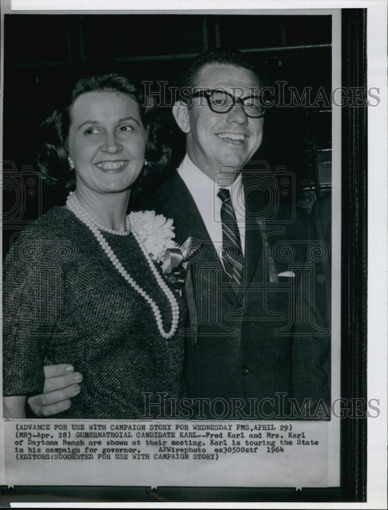 1964 Press Photo Fred Karl Candidate Governor Florida Daytona Beach Campaign - Historic Images