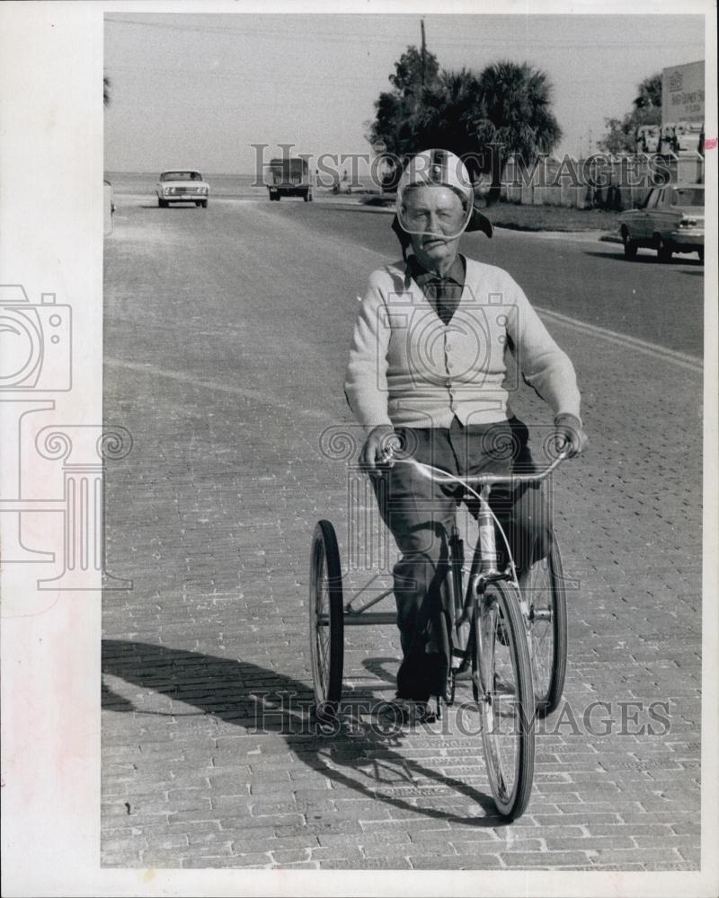 1967 Press Photo F M Osborne, Near 90-Year Old on Bike - RSL64073 - Historic Images