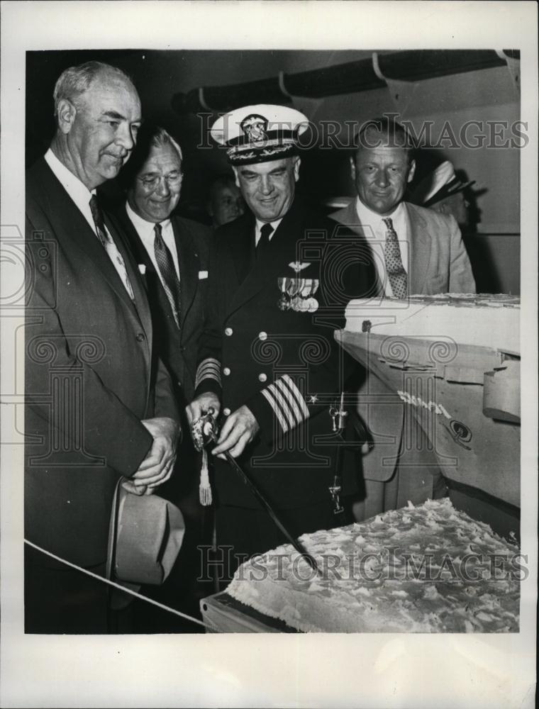 1955 Press Photo Rep John F Shelley,Arthur Younger,W Knowland & Capt Carver - Historic Images