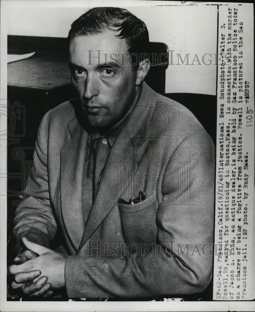 1948 Press Photo Murder Suspect Walter Powell Victim Jacob Kohn San Francisco - Historic Images