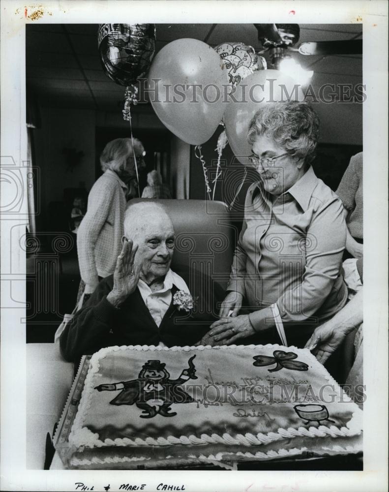 1985 Press Photo Phil Cahill at 100th birthday party - RSL93329 - Historic Images