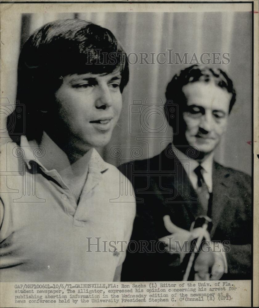 1971 Press Photo Ron Sachs Editor University of Florida Student Newspaper - Historic Images