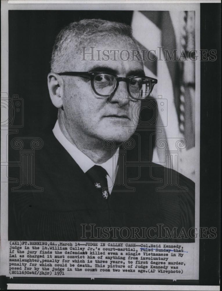 1971 Press Photo Col Reid Kennedy, Judge in Calley Murder Case - RSL92959 - Historic Images