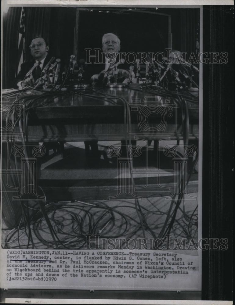 1970 Press Photo David M Kennedy, US Treasury, Edwin S Cohen, Dr Paul McCracken - Historic Images