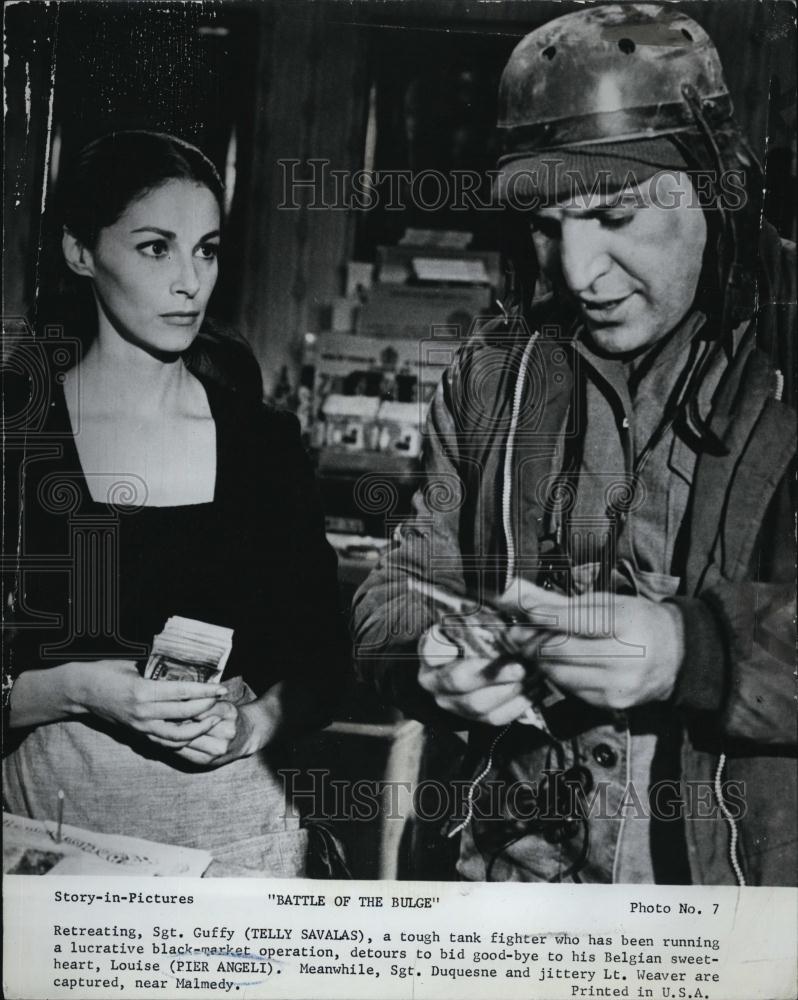 1965 Press Photo Actress Pier Angeli &amp; Telly Savalas in &quot;Battle of the Bulge&quot; - Historic Images