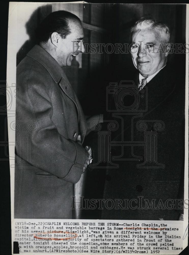 1952 Press Photo Charlie Chaplin Limelight director Roberto Rossellini Italy - Historic Images