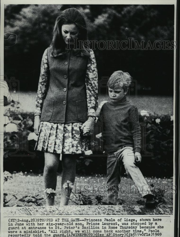 1969 Press Photo Princess Paola Liege Son Prince Laurent St Peter&#39;s Vatican - Historic Images