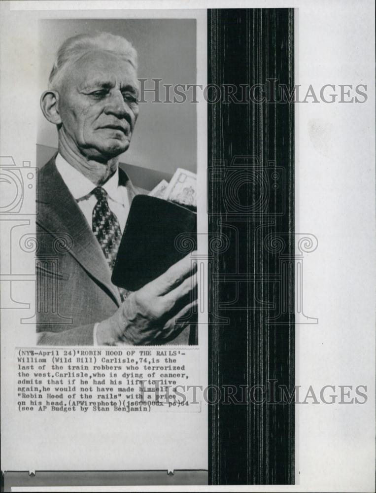 1964 Press Photo Wild Bill Carlisle, last of the old west train robbers - Historic Images