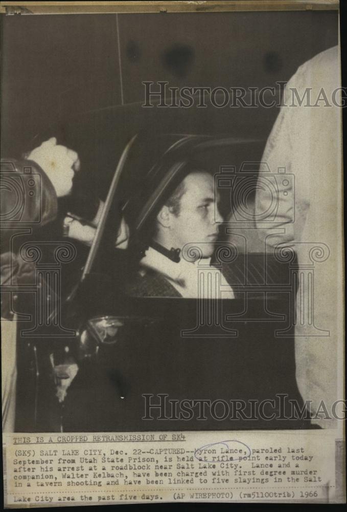 1966 Press Photo Myron Lance,arrested for murder in Salt Lake City, Utah - Historic Images