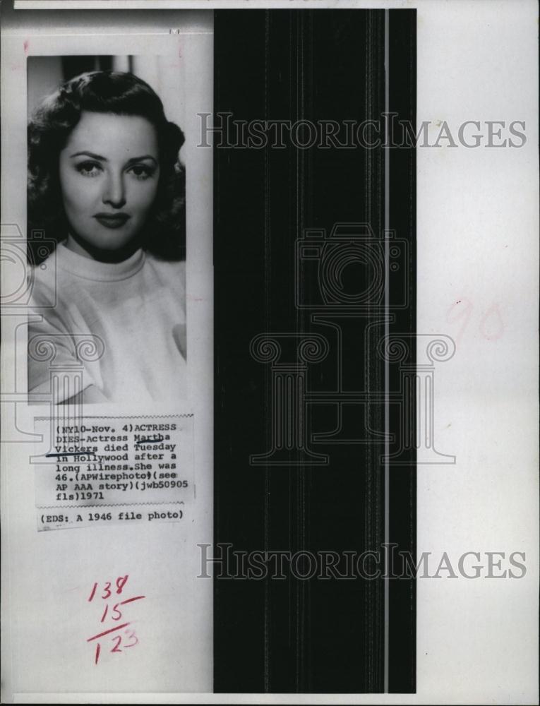 1971 Press Photo Actress Martha Vickers Died Photo is 1946 - RSL92333 - Historic Images