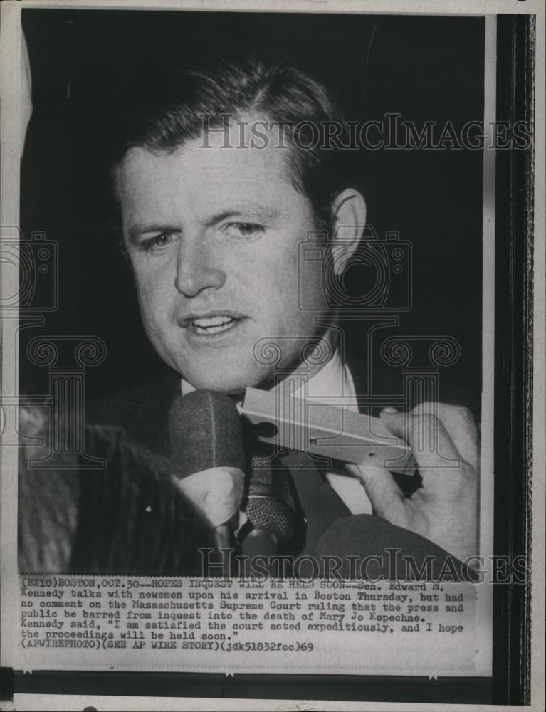 1969 Press Photo Senator Edward Kennedy Inquest to Be Held in Auto Accident - Historic Images
