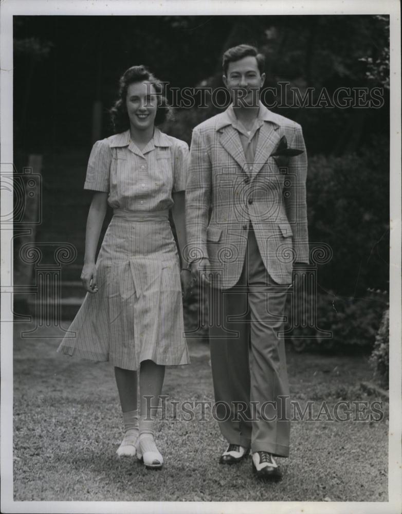 1941 Press Photo Mr George Sanders &amp; bride Marjorie Leighton - RSL82383 - Historic Images