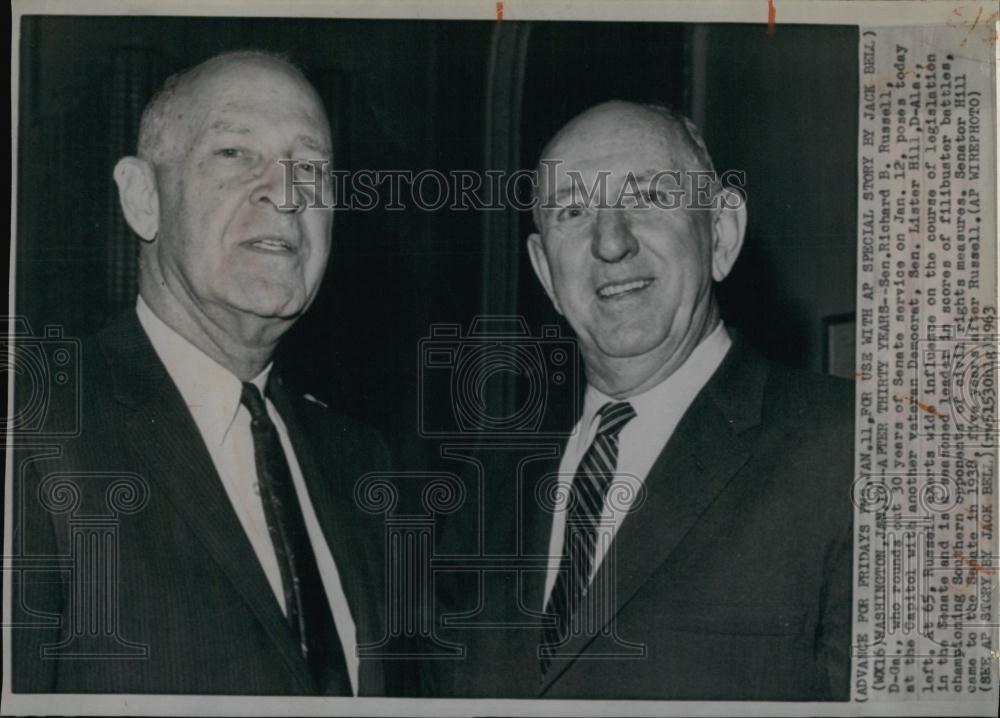 1963 Press Photo Senator Richard B Russell Sen Lister Hill - RSL66523 - Historic Images