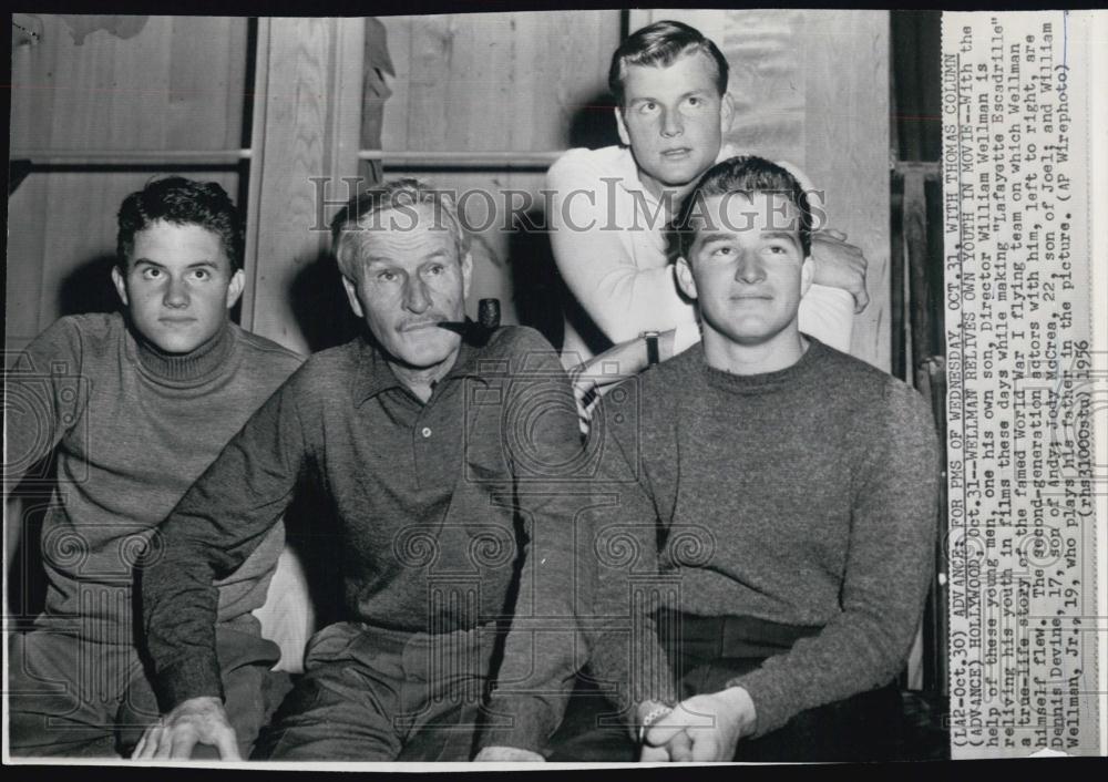 1956 Press Photo Director Wm Wellman,son Wm Jr,D Devine,Jody McCrea - RSL00757 - Historic Images