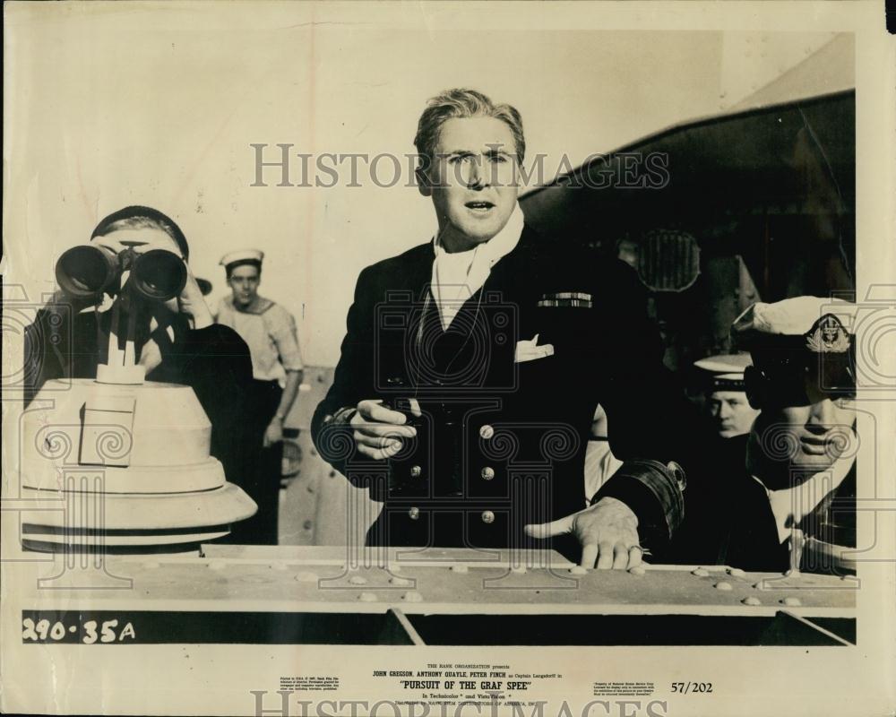 1957 Press Photo Actor Anthony Quayle in &quot;Pursuit of the Graf Spee&quot; - RSL68065 - Historic Images