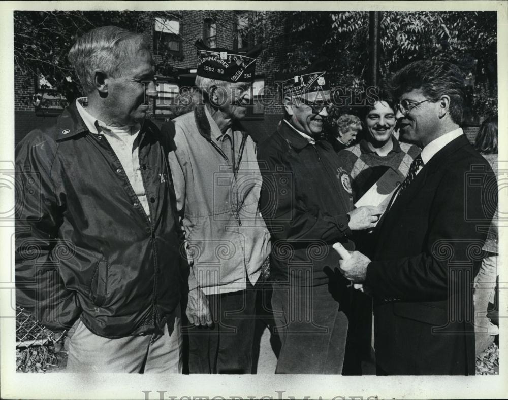 1987 Press Photo Candidate Joseph Tierney American Legion Post Member Al Prosser - Historic Images